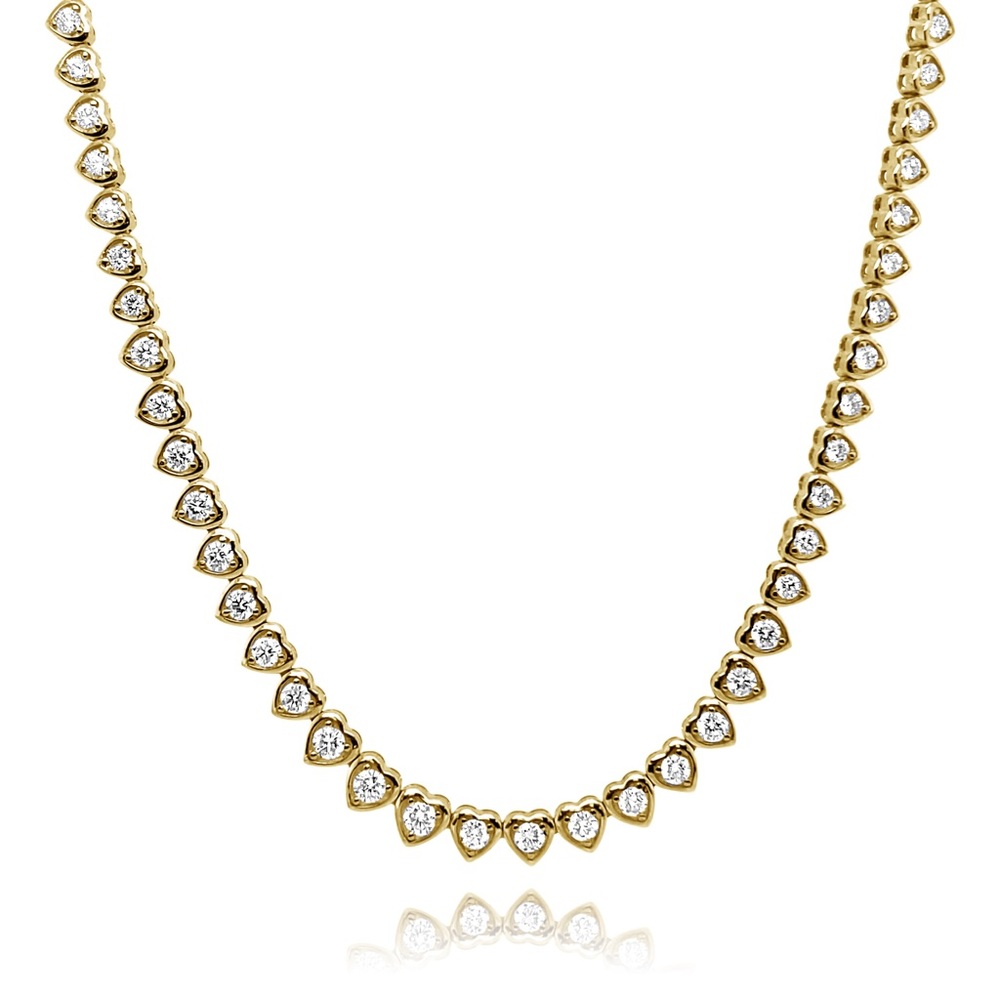 Heart bezel tennis necklace